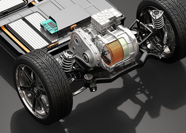 Detailansicht eines Fahrzeuggetriebes