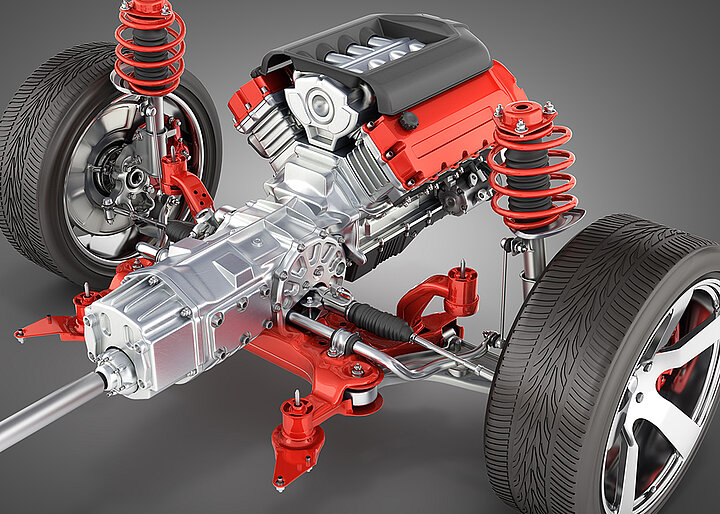 Detailansicht eines Fahrwerks